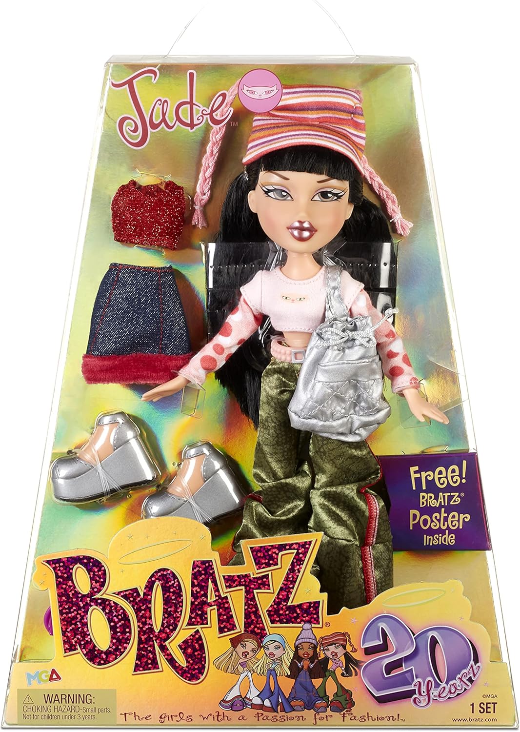 Bratz 20 Yearz Special Anniversary Edition Original Fashion Doll Jade with Accessories and Holographic Poster