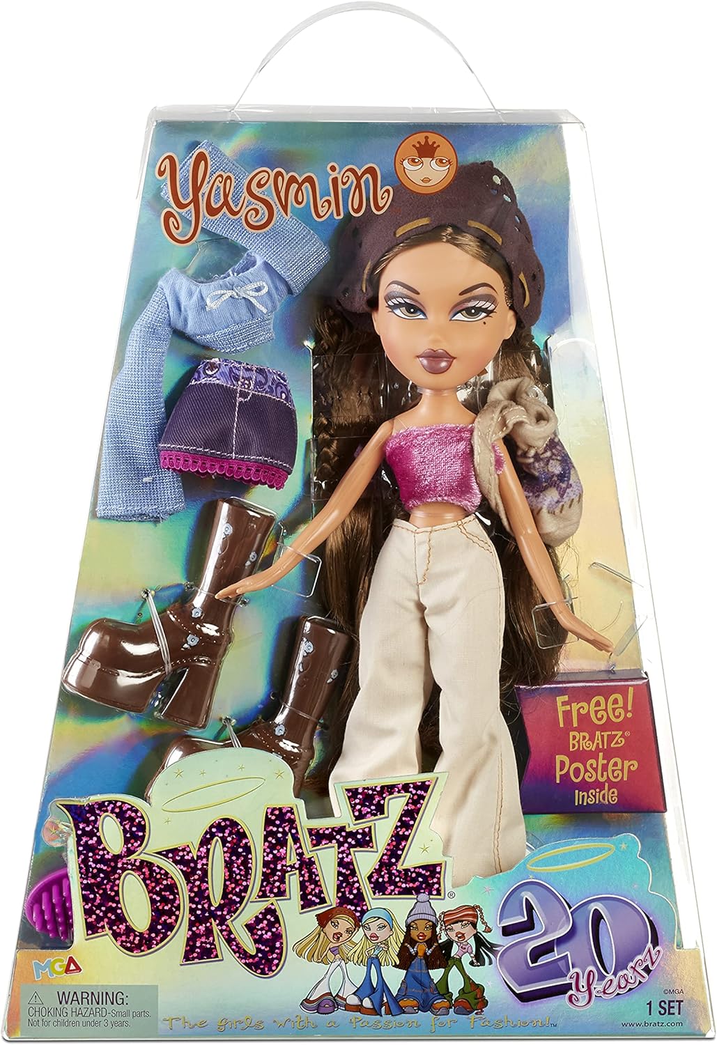 Bratz 20 Yearz Special Anniversary Edition Original Fashion Doll Yasmin with Accessories and Holographic Poster<